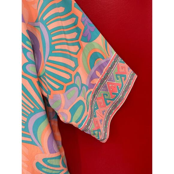 Alice & Trixie 100% Pastel Silk Open Front Kimono Sample Paisley Geo Top Size S - Picture 5 of 15